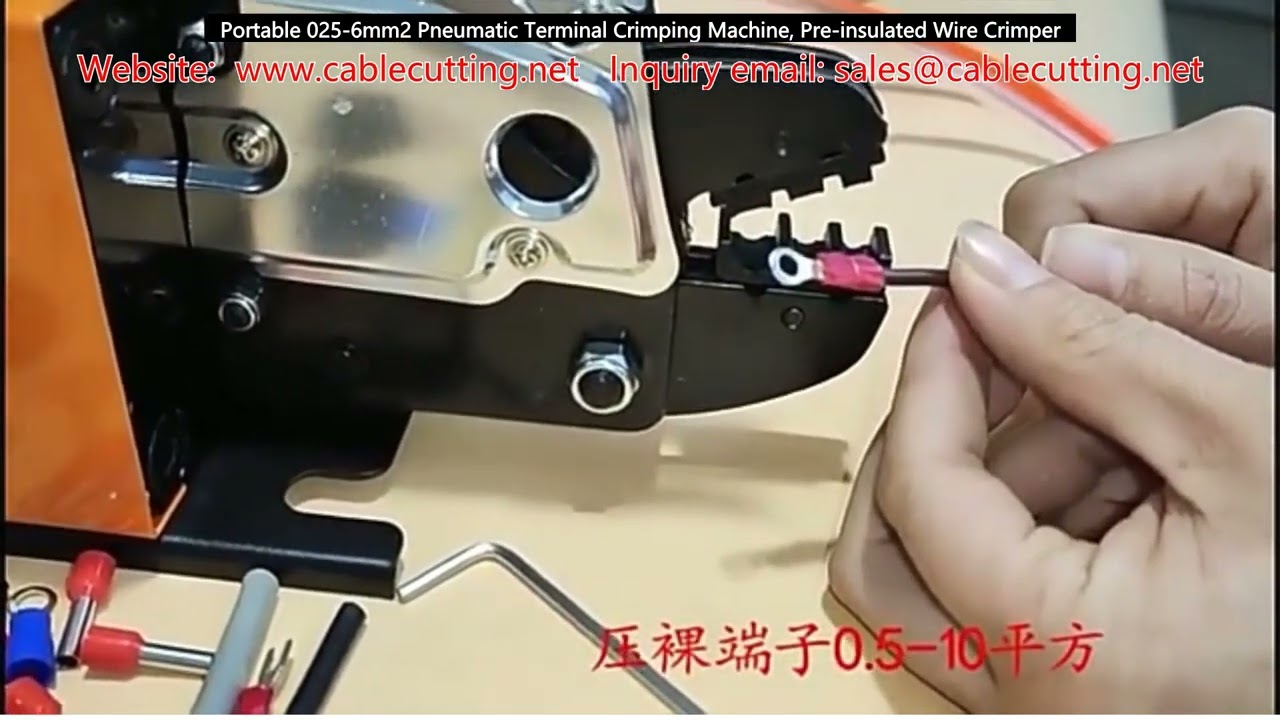 Portable 0-25-6mm² Pneumatic Terminal Crimping Machine, Pre-insulated Wire Crimper