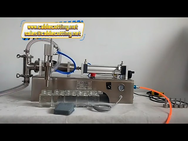Small Horizontal Manual Bottling Machine for Juice and Laundry Detergent | Single-Head Pneumatic Liquid Filler